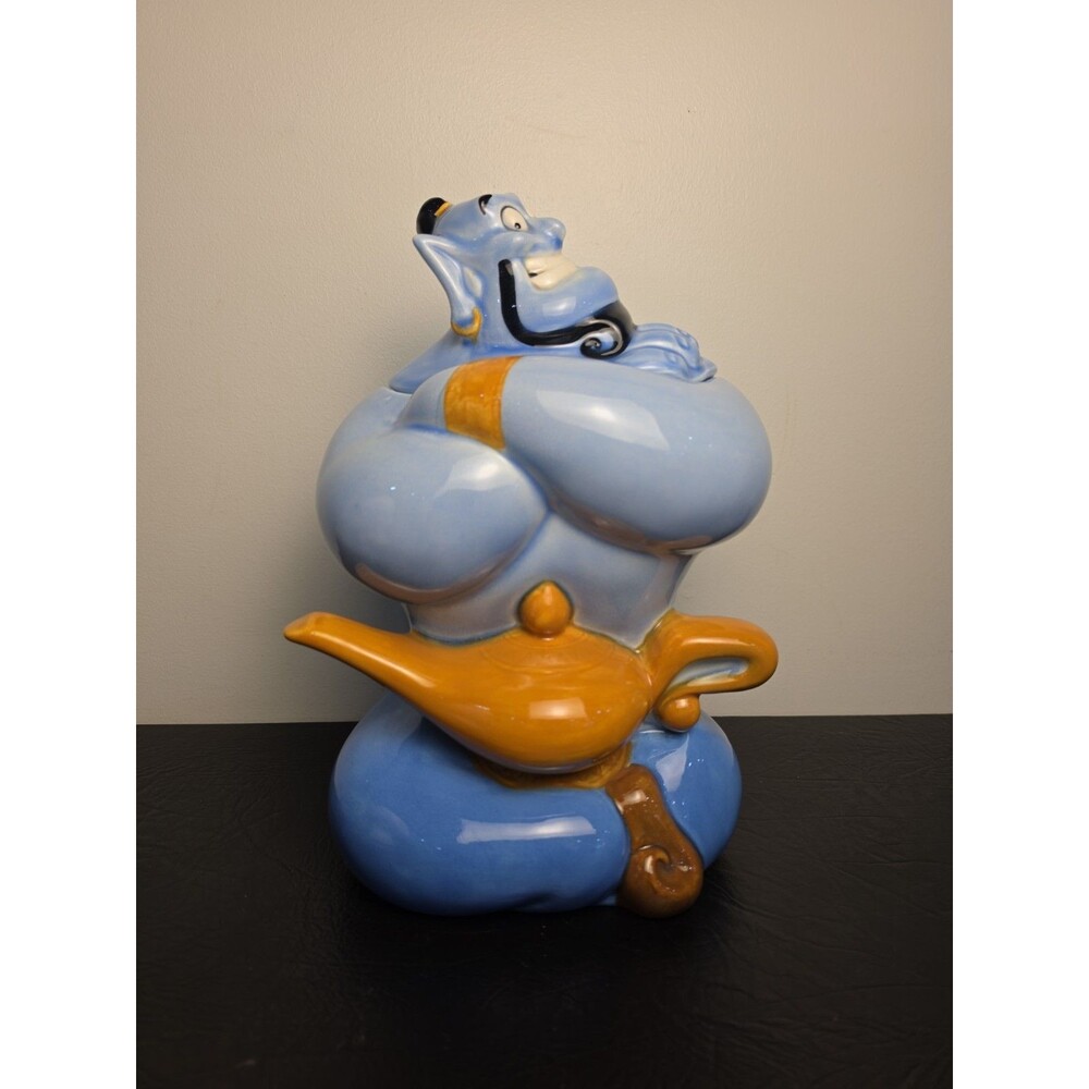 Treasure Craft Disney Aladdin Genie Ceramic Cookie Jar Collectible Kitchen Y2K